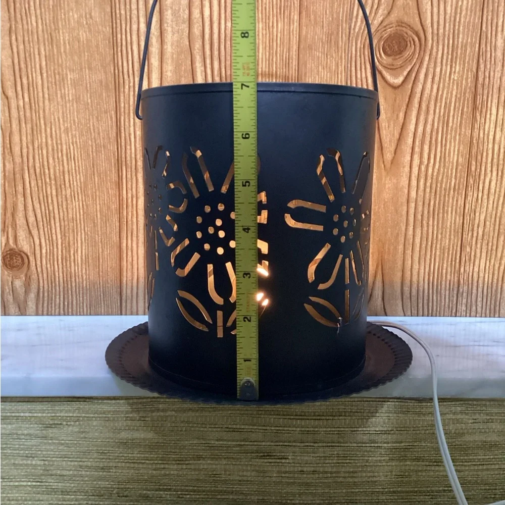 Black Floral Cutout Metal Lantern - Home Accents